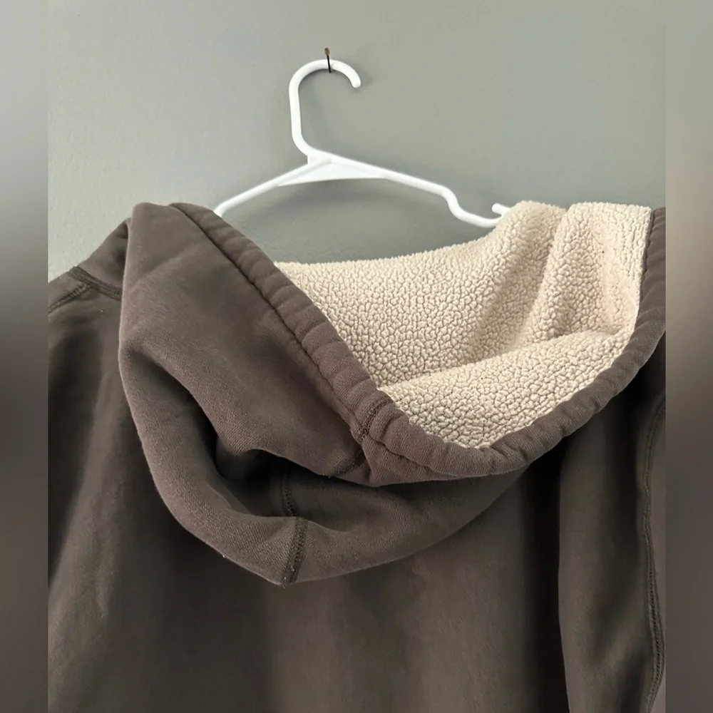 J.CREW Brown Sherpa-Lined Hoodie XL